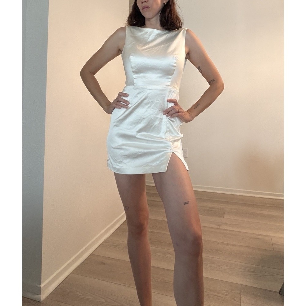 House of Harlow 1960 White Satin Mini Dress Medium